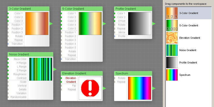 The Gradient components inside the Filter Editor