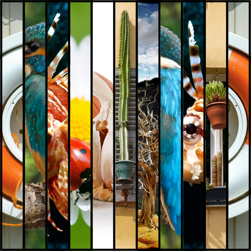11 Individual Stripes with Colors or Images Simple Vertical (Effect)