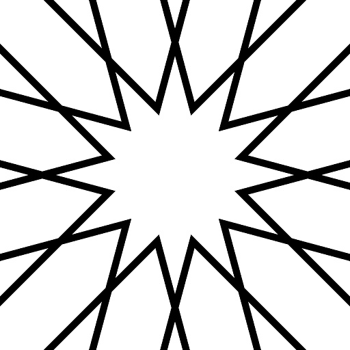 Islamic Geometric Tiling Pattern Generator - 12-way Rotate and Mirror, Square Tiling, Partial Lines (Texture)