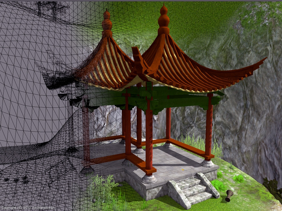 Taoist pavilion game model by dactilardesign