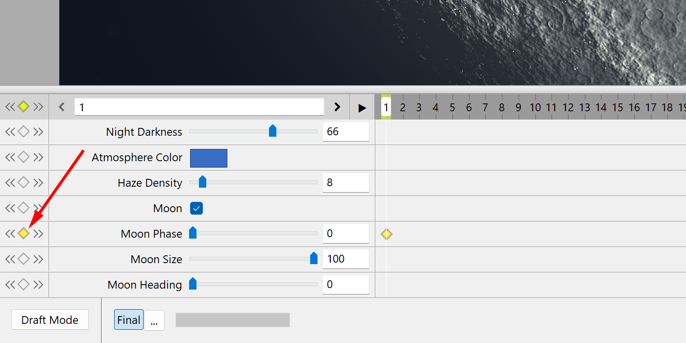 Set up keyframe