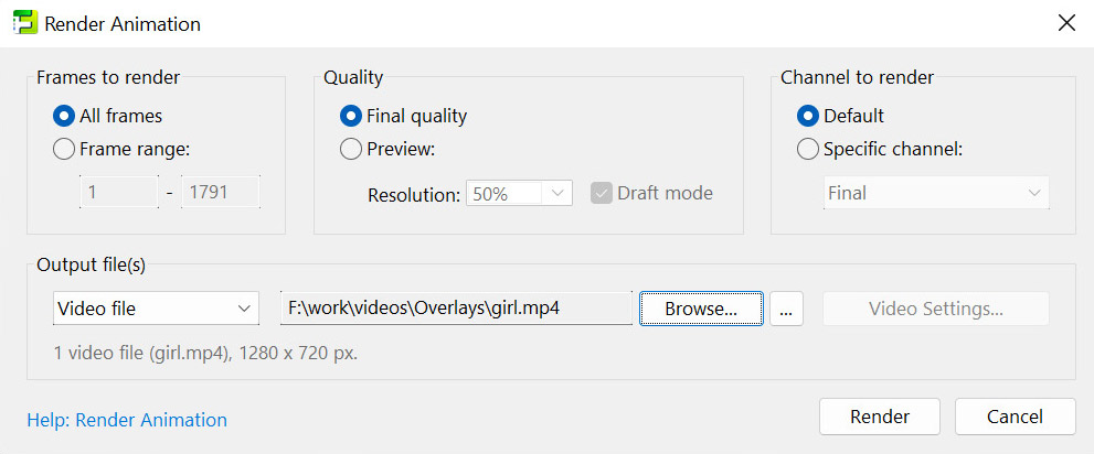 Render Animation dialog