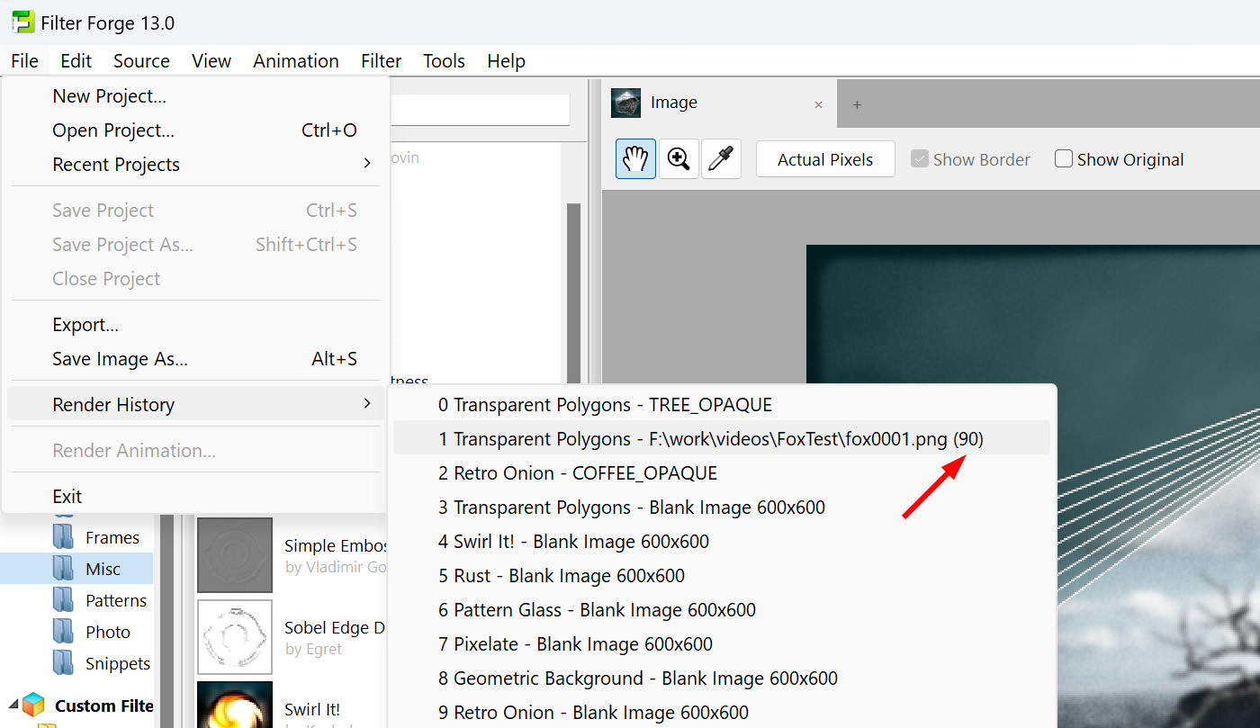 Render History Menu